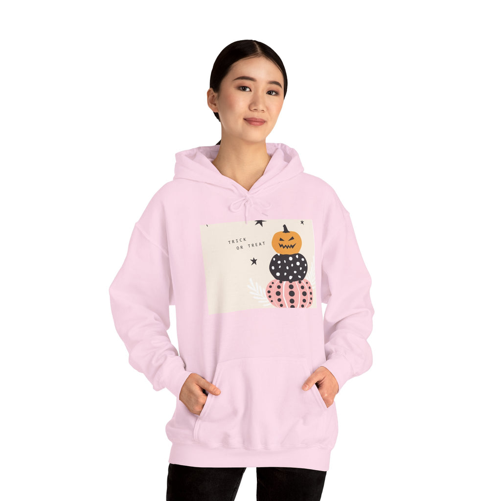 Halloween Pumpkin Stack Hoodie — Cozy Pink & Black Jack-o'-Lantern