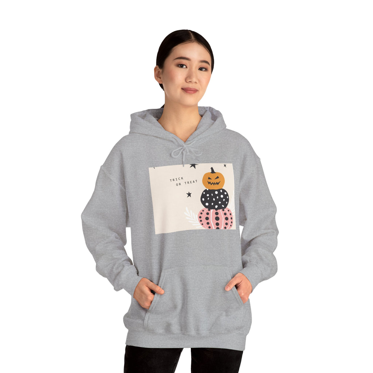 Halloween Pumpkin Stack Hoodie — Cozy Pink & Black Jack-o'-Lantern